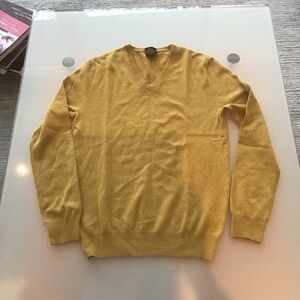 Mens J Crew Slim Italian 100% Cashmere Citron Lime Green V Neck Sweater S